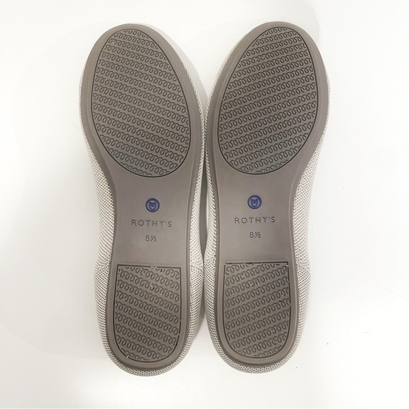 Rothy’s Birdseye Round Toe Flats Light Grey Size 8.5 Machine Washable Comfy - Picture 8 of 12